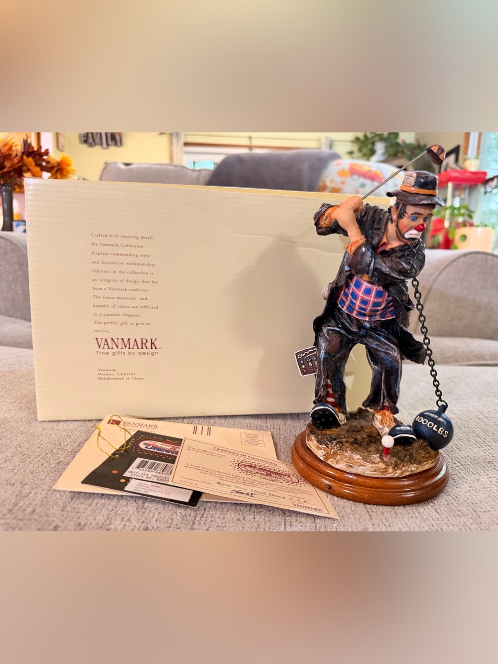 Rare Vanmark Clowning In America "Keep Your Head Down" Golf Clown Figurine Chuck